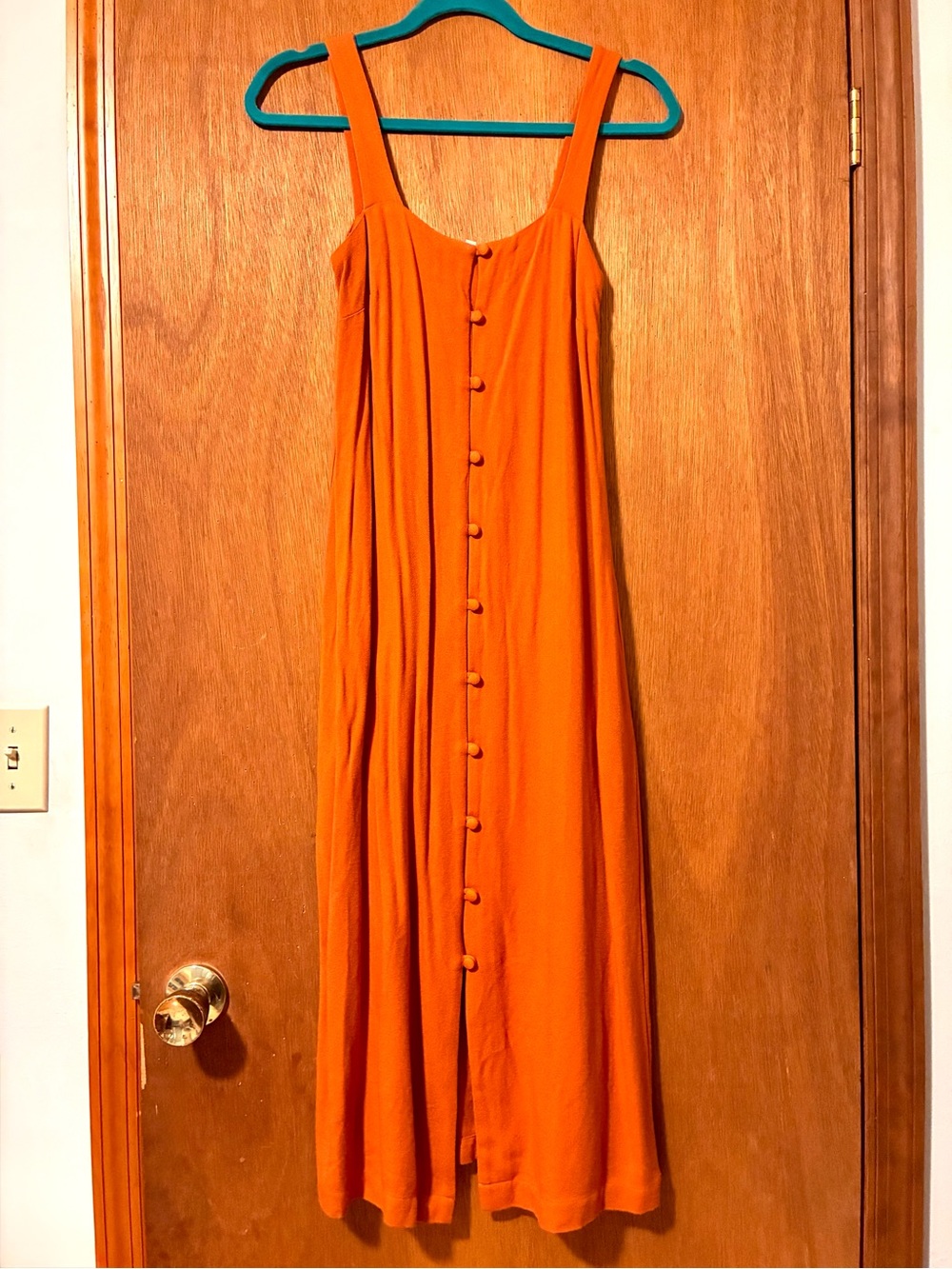 Whimsy + Row Orange Button-Front Midi Sundress